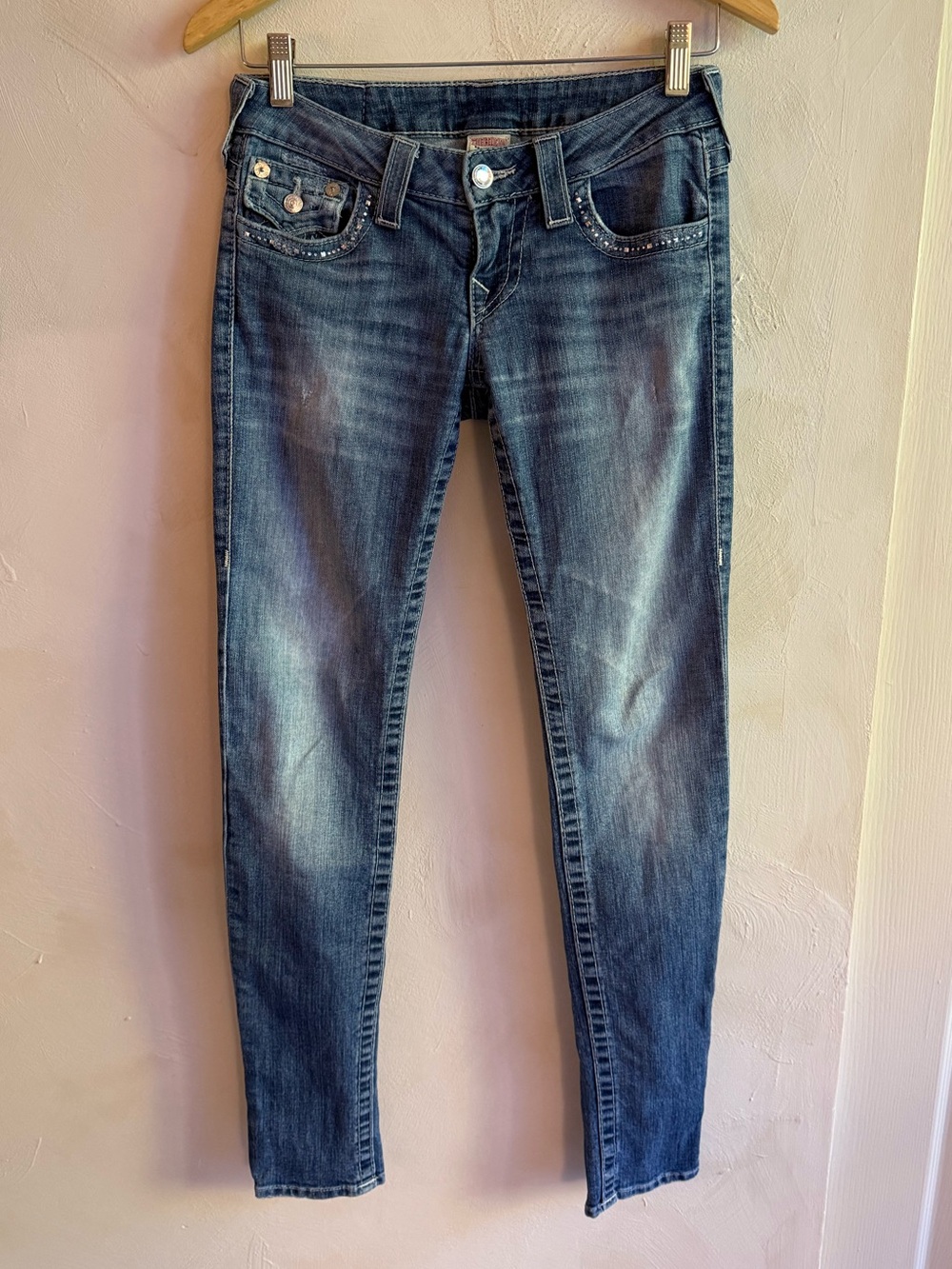 True Religion | Y2K | Rhinestone Skinny Jeans | Made in USA | Size 25